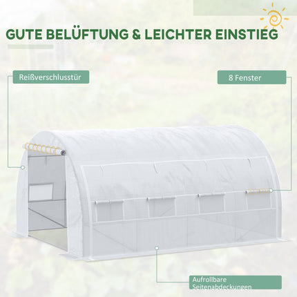 UV-geschützte Gewächshausfolie, 3,97x3,02x2m, winddicht, weiß