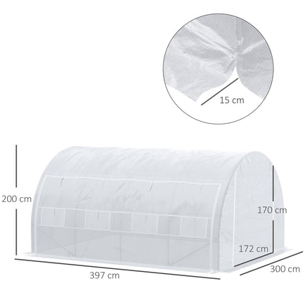 UV-geschützte Gewächshausfolie, 3,97x3,02x2m, winddicht, weiß