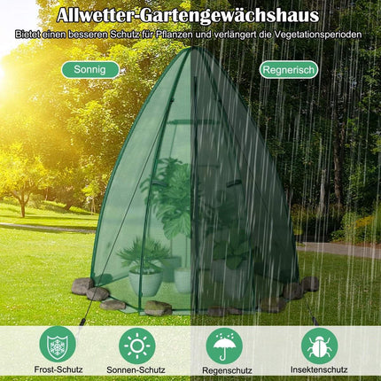 Gewächshaus Gartengewächshaus mit Allwetter-PE-Abdeckung 160 x 160 x 183 cm grün