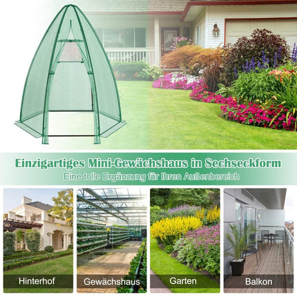 Gewächshaus Gartengewächshaus mit Allwetter-PE-Abdeckung 160 x 160 x 183 cm grün