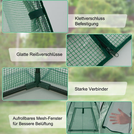 Gewächshaus Gartengewächshaus mit Allwetter-PE-Abdeckung 160 x 160 x 183 cm grün
