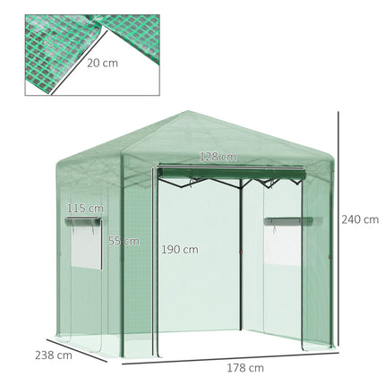 Greenhouse for plants, Roll-Up Door & Window, 238x178x240cm