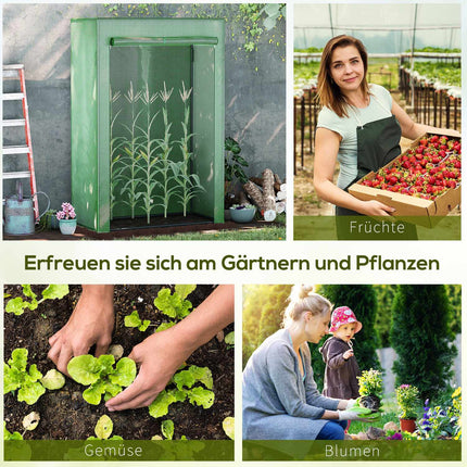 Serre de jardin avec porte enroulable 100x50x150cm en acier et plastique vert pour l'entretien et la culture des plantes