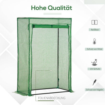 Serre de jardin avec porte enroulable 100x50x150cm en acier et plastique vert pour l'entretien et la culture des plantes