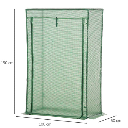 Serre de jardin avec porte enroulable 100x50x150cm en acier et plastique vert pour l'entretien et la culture des plantes