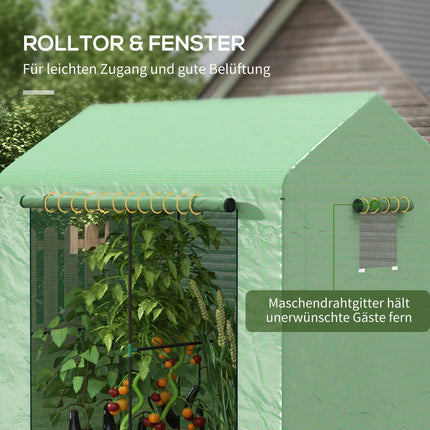 Gewächshaus mit Rolltür, 200 x 200 x 140 cm, Grün