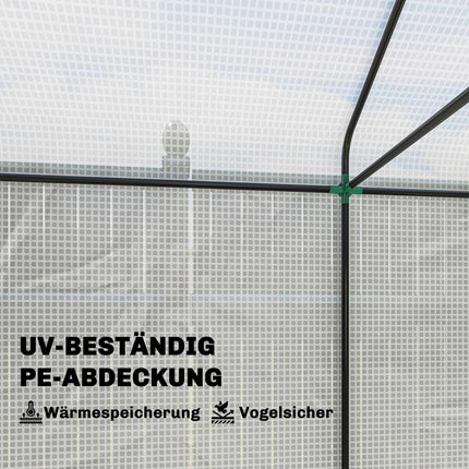 Greenhouse with Roll-Up Door, 200x200x140 cm, White/Green