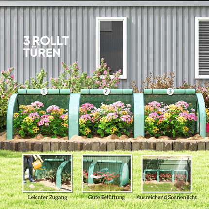 Greenhouse with Roll-Up Zipper Doors, 350 x 100 x 80 cm