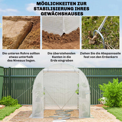 Greenhouse with Shelves, Roll-Up Door, 6 Mesh Windows