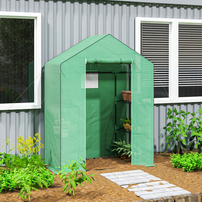 Gewächshaus mit Regal und Rolltor für Tomaten