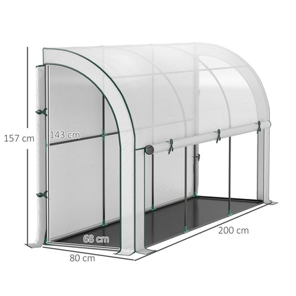 Steel greenhouse with UV protection, 300x80x157cm, White