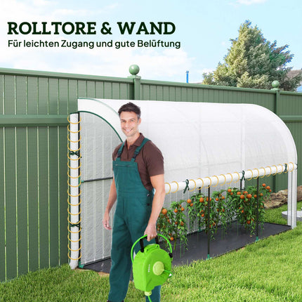 Steel greenhouse with UV protection, 300x80x157cm, White