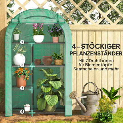Steel frame greenhouse with shelves - winterproof, 100 x 45 x 160 cm