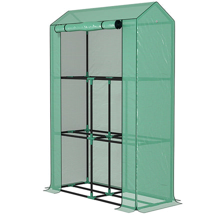 Serre avec étagères, porte roulante, serre à film résistant à l'hiver en acier, serre pour balcon, jardin, serre à tomates avec protection UV 100x40x150cm serre à tomates pour légumes fleurs plantes vertes