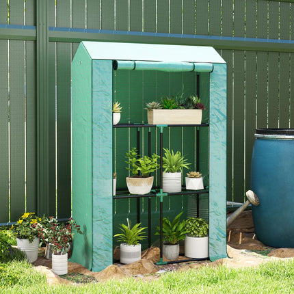 Serre avec étagères, porte roulante, serre à film résistant à l'hiver en acier, serre pour balcon, jardin, serre à tomates avec protection UV 100x40x150cm serre à tomates pour légumes fleurs plantes vertes