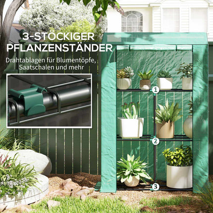 Serre avec étagères, porte roulante, serre à film résistant à l'hiver en acier, serre pour balcon, jardin, serre à tomates avec protection UV 100x40x150cm serre à tomates pour légumes fleurs plantes vertes