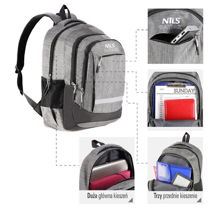 Grey Daypack, Compact and Lightweight Backpack