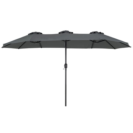 Grey Double Parasol 400x215 cm, Water-Repellent Fabric