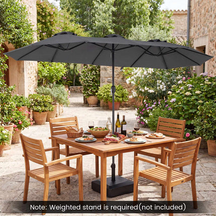 Grey Double Parasol 400x215 cm, Water-Repellent Fabric