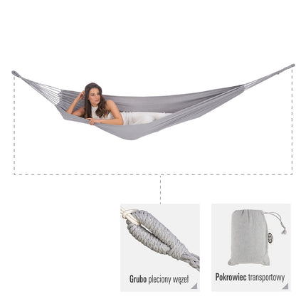 Grey Hammock 200x100 cm – Durable Outdoor Use