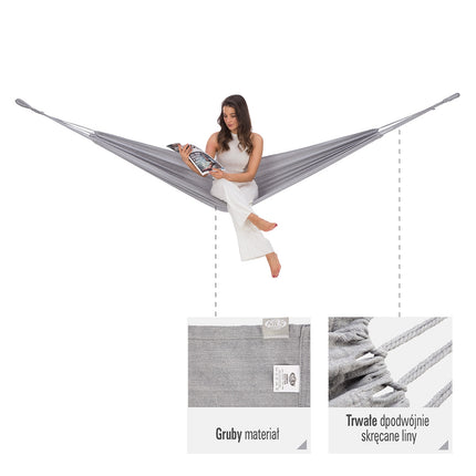 Grey Hammock 200x100 cm – Durable Outdoor Use