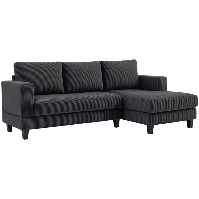 Graues L-förmiges 3-Sitzer-Sofa mit Récamiere, Cordstoff