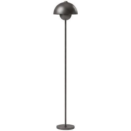 Grey Metal Floor Lamp with Round Shade and Foot Switch