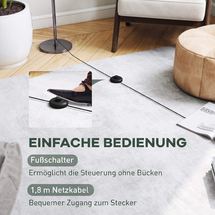 Grey Metal Floor Lamp with Round Shade and Foot Switch