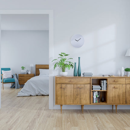 Grey Minimalist Wall Clock – No Numbers, Battery-Powered