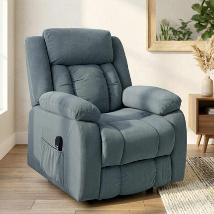 Grey Recliner Chair with Remote, Velvet Upholstery