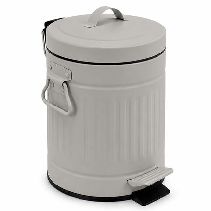 Grey Retro Bathroom Pedal Bin, 3L Capacity