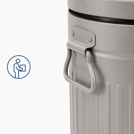 Grey Retro Pedal Bin, 20L, Soft-Close, Kitchen/Office