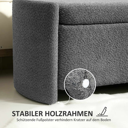 Grey Upholstered Storage Bench – 105 x 44 x 45.5 cm
