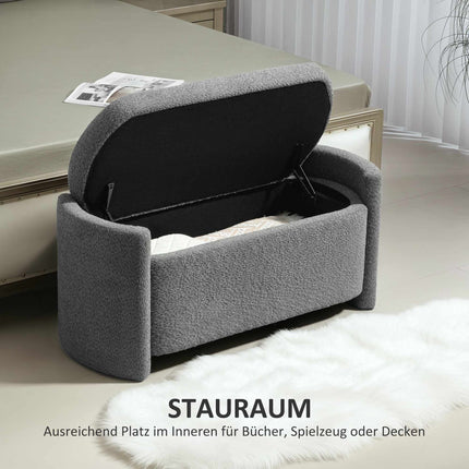 Grey Upholstered Storage Bench – 105 x 44 x 45.5 cm