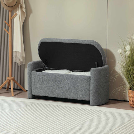 Grey Upholstered Storage Bench – 105 x 44 x 45.5 cm