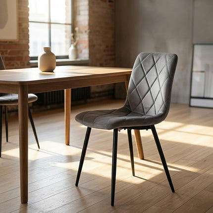 Grey Velvet Dining Chairs, Set of 4 – Modern Upholstered