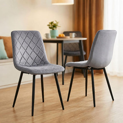 Grey Velvet Dining Chairs, Set of 4 – Modern Upholstered