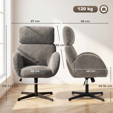 Grey Velvet Fabric Office Chair with Adjustable Height