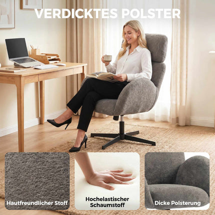 Grey Velvet Fabric Office Chair with Adjustable Height