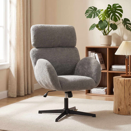 Grey Velvet Fabric Office Chair with Adjustable Height