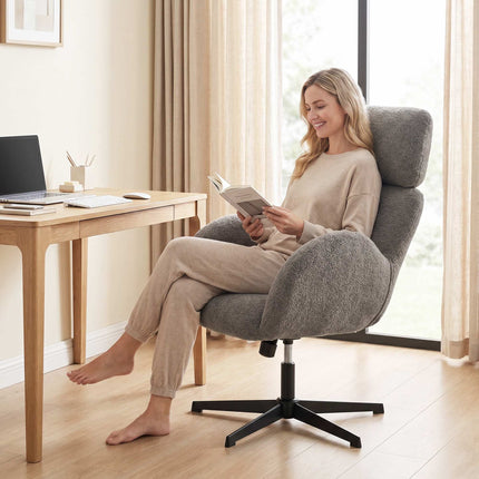 Grey Velvet Fabric Office Chair with Adjustable Height