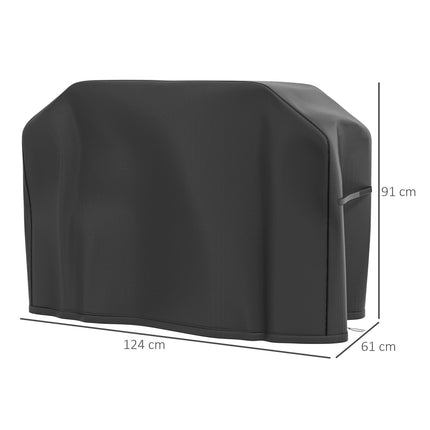 Weatherproof grill cover, Velcro, Oxford, black, 124x61x91 cm