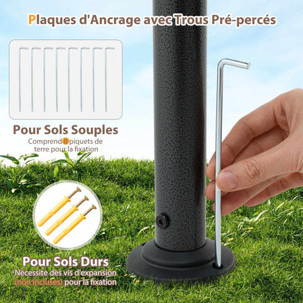 Grill Gazebo 242 x 150 cm, Two-Tier Canopy, Shelves