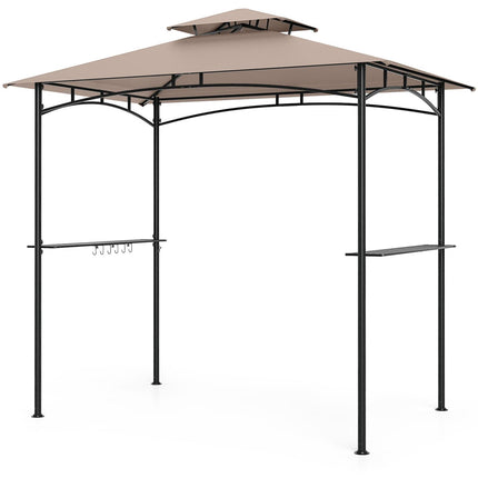 Grillpavillon 8 x 5 Fuß, Metallrahmen, 2 Ablagen, 6 Haken