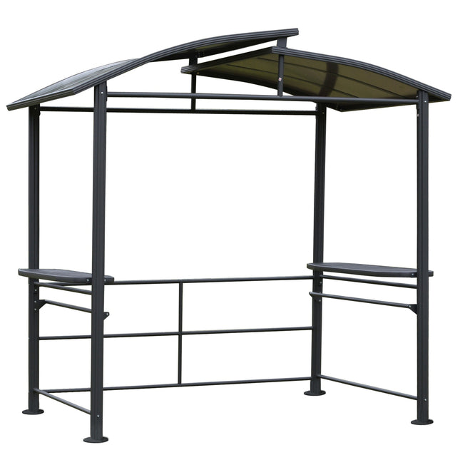 Grillpavillon mit Flammschutz, 2 Ablagen, 240x150cm, grau