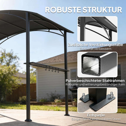 Grillpavillon 245x152 cm, feuerfestes Dach, Stahlrahmen