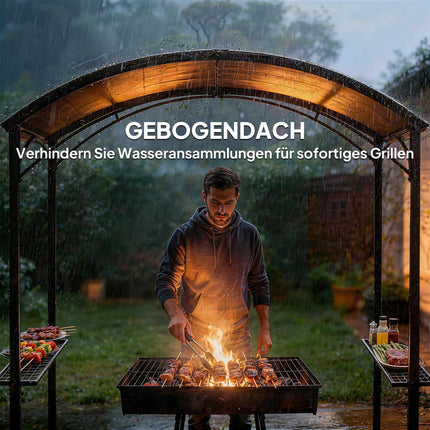 Grillpavillon 245x152 cm, feuerfestes Dach, Stahlrahmen