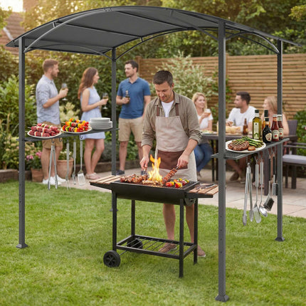 Grillpavillon 245x152 cm, feuerfestes Dach, Stahlrahmen