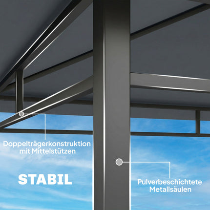 Grill Pavilion 2.4x1.4m, Ventilated Roof, Side Shelves