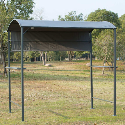 Grilovací pavilon s ohnivzdornou střechou, 218x138x216cm, černý